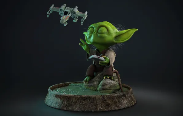 Фантастика, арт, Yoda, йода, дрон, Marcos Moraes, " The Force "