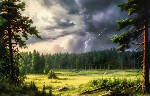Пейзаж, природа, вид, цифровое искусство, ИИ-арт, нейросеть, искусство искусственного интеллекта