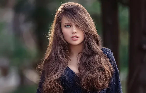 Картинка взгляд, девушка, природа, лицо, фото, модель, волосы, шатенка