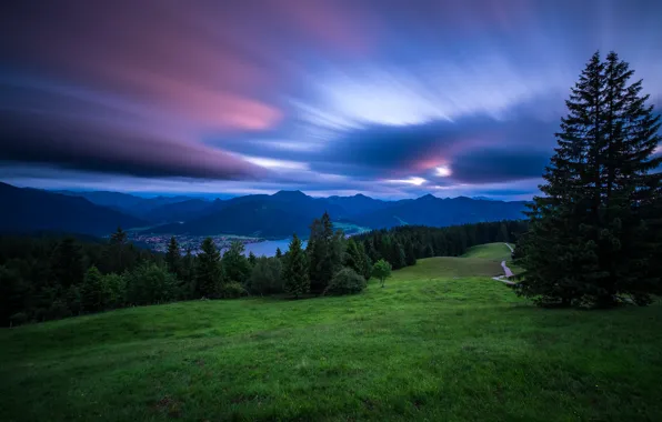 Картинка закат, горы, озеро, Германия, Бавария, Альпы, Germany, Bavaria