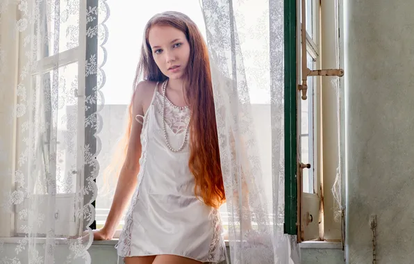 Long hair, model, awesome, brunette, gorgeous, photoshoot, posing, white dress