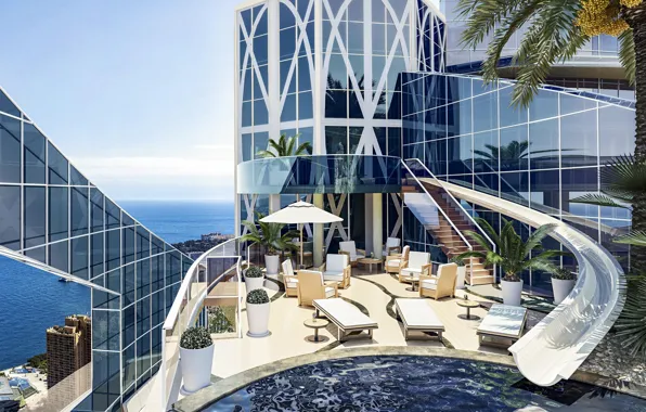 Город, здание, бассейн, Penthouse, Los Angeles, терраса, Лос Анжелес, Eclectic