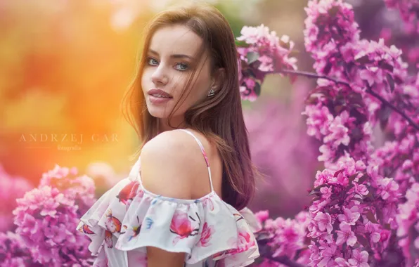 Взгляд, девушка, фото, цветение, Klaudia, Car Andrzej