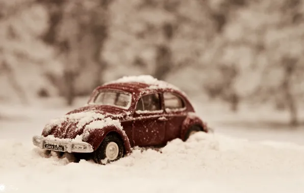 Машина, снег, игрушка