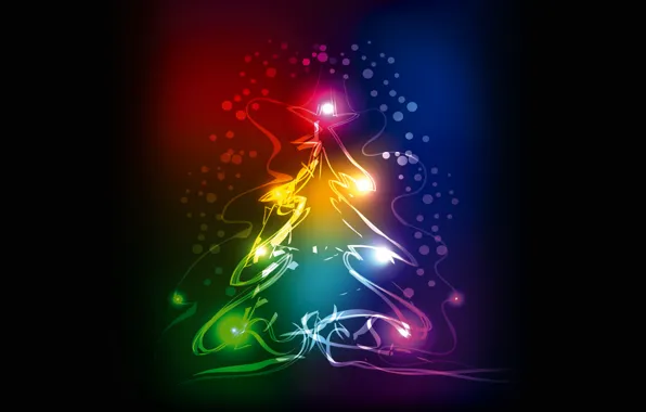 Елка, colors, Новый Год, Рождество, christmas, tree, neon, xmas