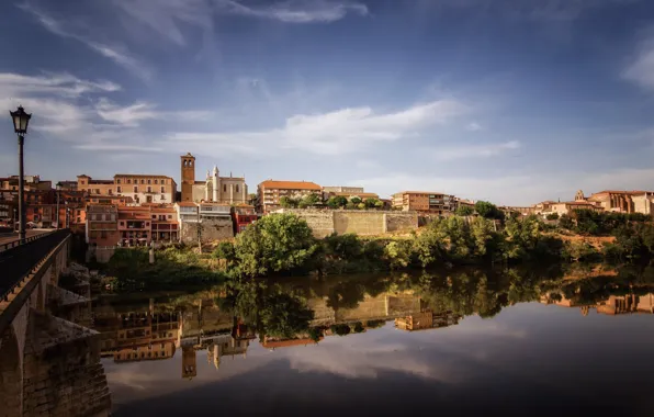 Мост, отражение, река, Испания, Spain, Tordesillas