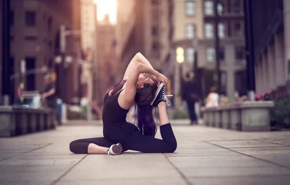 Девушка, город, улица, танец, yoga, Olivia, Natural Light