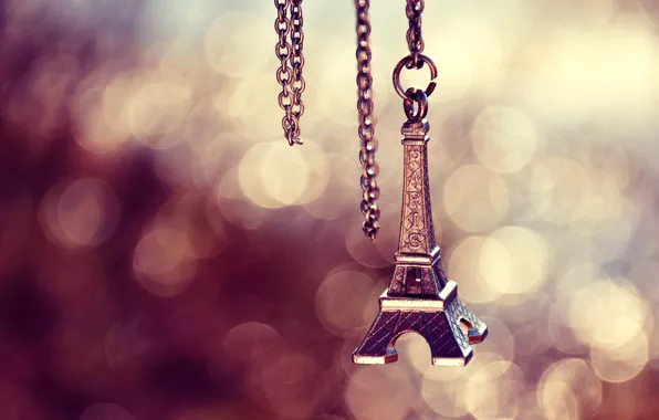 Картинка Париж, Эйфелева башня, Paris, цепочка, брелок, подвеска, боке, металлический