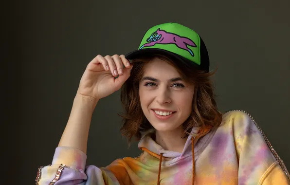 Girl, pretty, face, cute, baseball cap
