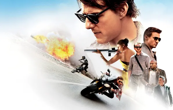 Картинка постер, Том Круз, Tom Cruise, Jeremy Renner, Simon Pegg, Ethan Hunt, Mission: Impossible - Rogue …