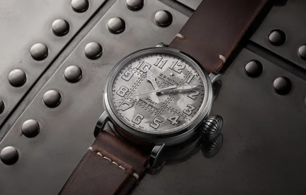 Картинка серебро, Зенит, Пилот, Zenith, Swiss Luxury Watches, 2019, швейцарские наручные часы класса люкс, analog watch