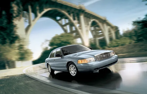 Картинка Ford, Car, Speed, Bridge, Crown Victoria