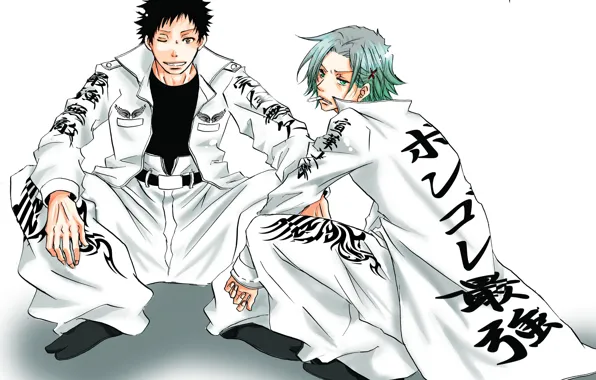 Стиль, аниме, арт, парни, двое, Katekyo Hitman Reborn, Учитель мафиози Реборн, Гокудера Хаято