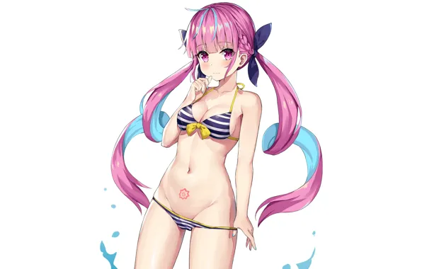 Girl, sexy, pink hair, long hair, boobs, anime, beautiful, pretty