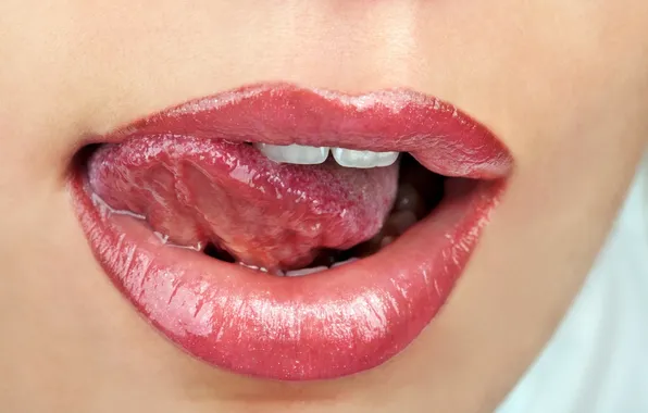 Картинка Red, lips, tongue, teeth