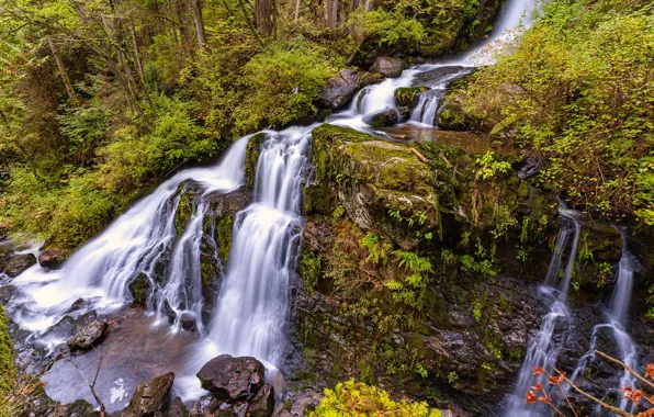 Картинка скала, водопад, Канада, речка, British Columbia