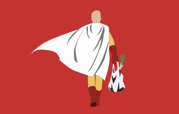 Red, game, minimalism, anime, man, hero, asian, manga