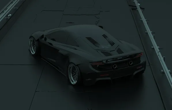 McLaren, Авто, Черный, Машина, Car, Render, Суперкар, McLaren 675LT