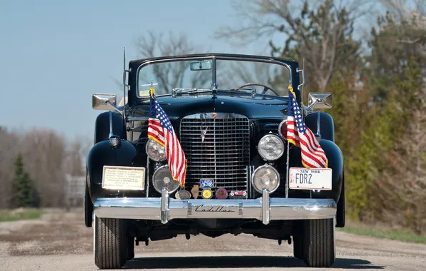 Cadillac, Лимузин, вид спереди, 1938, ретро автомобили, Limousine, retro cars, Cadillac V16 Series 90 Presidential …