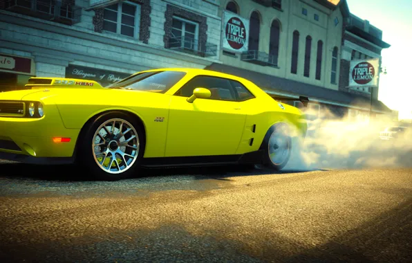 Game, dodge, challenger, the crew, 392 hemi, amarelo