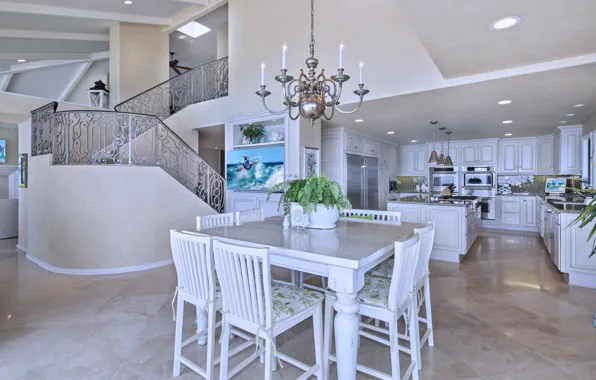 Дизайн, лестница, люстра, особняк, Design, шикарный, Interior, Kitchen