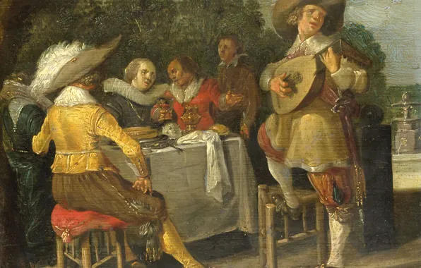 Масло, картина, Дирк Халс, 1630, Вечеринка на Открытом Воздухе, Dirck Hals