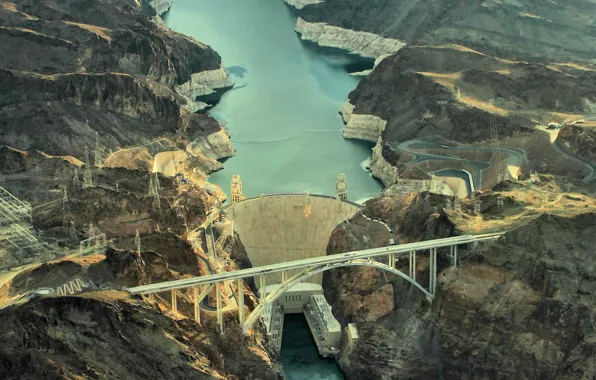 Картинка река, плотина, Аризона, дамба, Невада, Arizona, Nevada, Hoover Dam