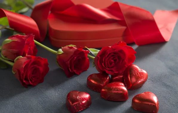 Шоколад, конфеты, сердечки, red, love, heart, romantic, gift