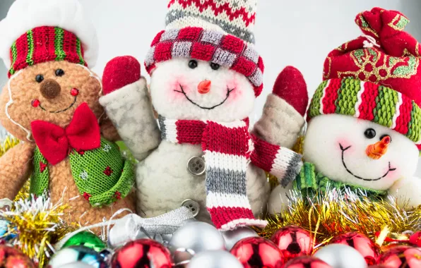 Картинка Новый Год, Рождество, снеговики, Christmas, snowman, Merry