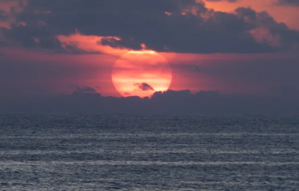 Небо, солнце, закат, Море, sky, sea, nature, sunset