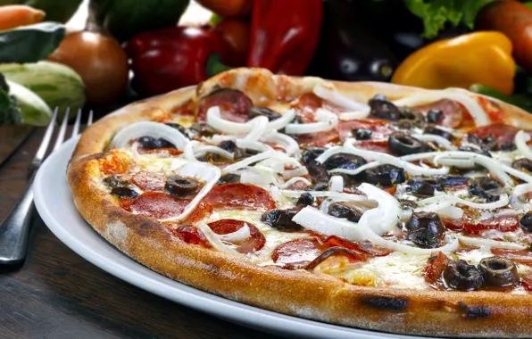 Сыр, перец, пицца, оливки, колбаса, pizza, начинка, cheese