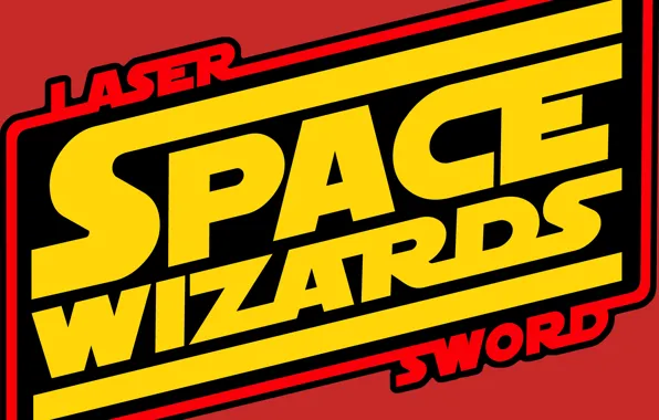 Red, logo, yellow, space wizards