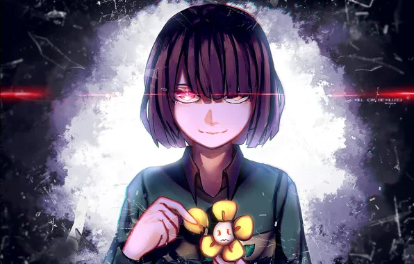 Цветок, взгляд, девочка, Undertale