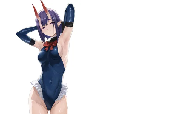 Kawaii, girl, hot, sexy, wet, horns, anime, swimsuit