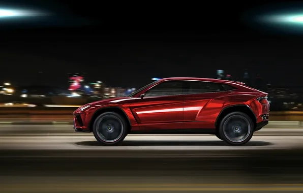 Картинка ночь, город, внедорожник, Lamborghini Urus Concept 2012