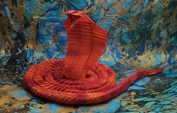 Бумага, оригами, королевская кобра