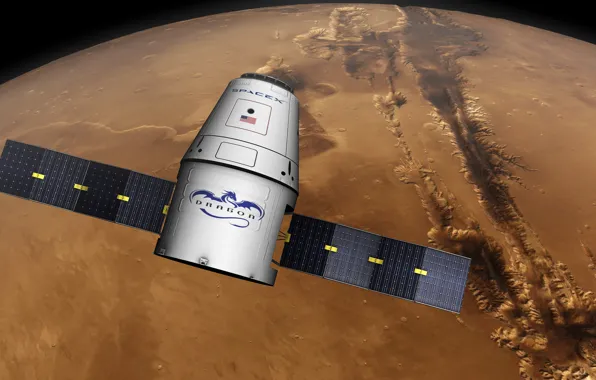 Поверхность, Марс, космический корабль, транспортный, частный, Dragon SpaceX