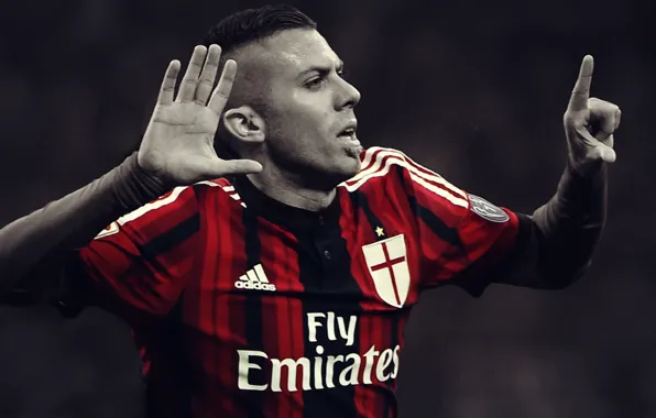 Italy, black and white, footbal, Milan, players, Menez