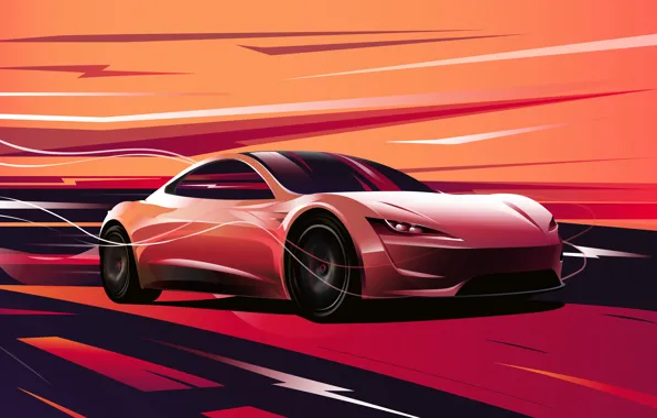Roadster, арт, art, Tesla, 2020
