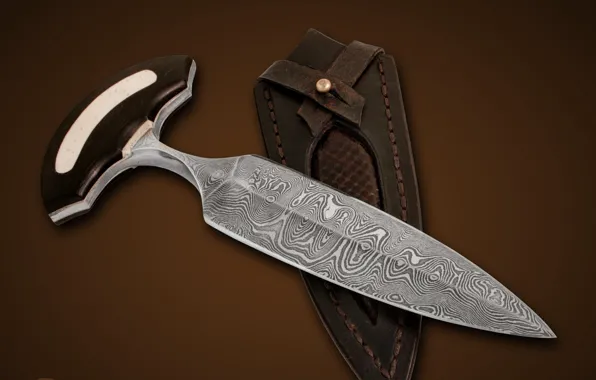 Leather, knife, sheath, grooves, buffalo horn, by theforgeoftalents, push dagger, pushdagger