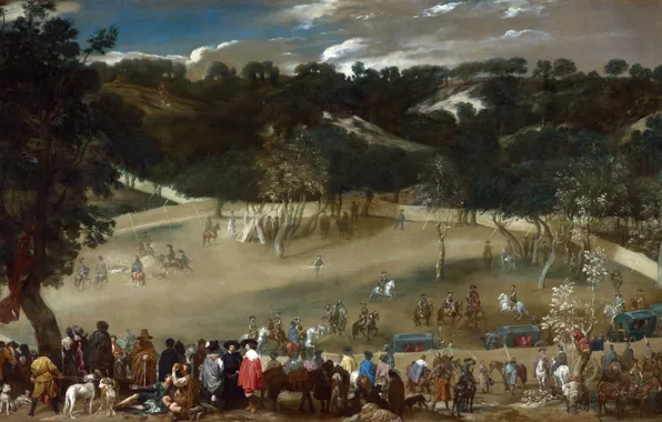 Картинка пейзаж, картина, жанровая, Диего Веласкес, Филипп IV Охотится на Кабана