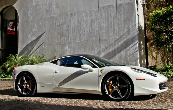 Белый, Ferrari, white, феррари, 458, Italia