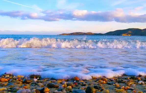 Beach, Sea, Greece, Halkidiki, Sithonia, Sea foam, Sikia