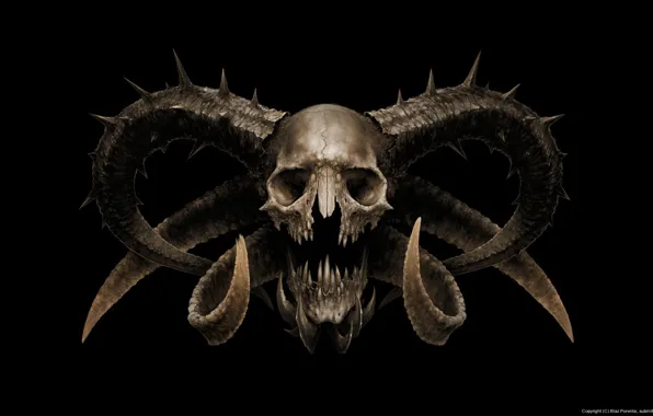 Страх, череп, рога, дьявол, ужас, сатана, by Blaz Porenta, Satans skull