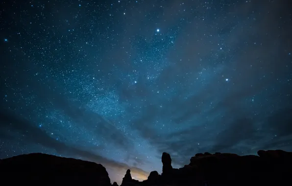 Картинка небо, звезды, ночь, Arches National Park