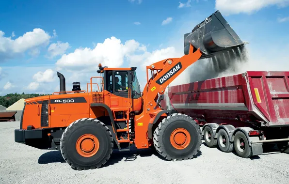 Dirt, truck, construction, wheelloader, doosan, dl500