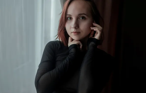 Модель, фотосессия, в черном, Rosso alex