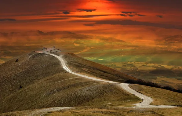 Дорога, горы, monte serrasanta
