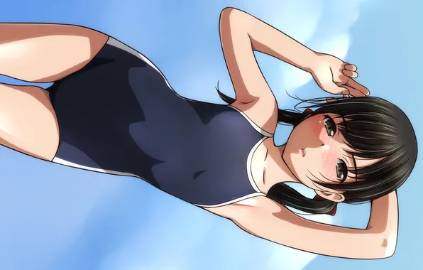 Girl, blush, anime, beautiful, twintails, short hair, pretty, solo