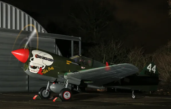 Картинка истребитель, аэродром, Kittyhawk, P40